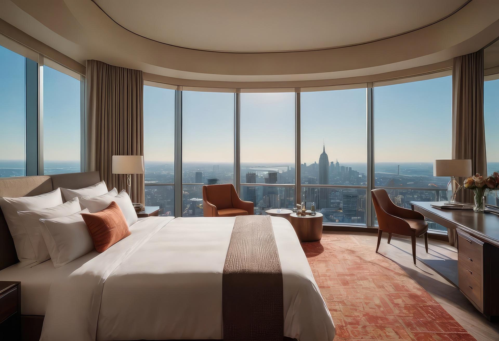Großes Hotelzimmer mit Aussicht über die Stadt | Elf Bar Vape

