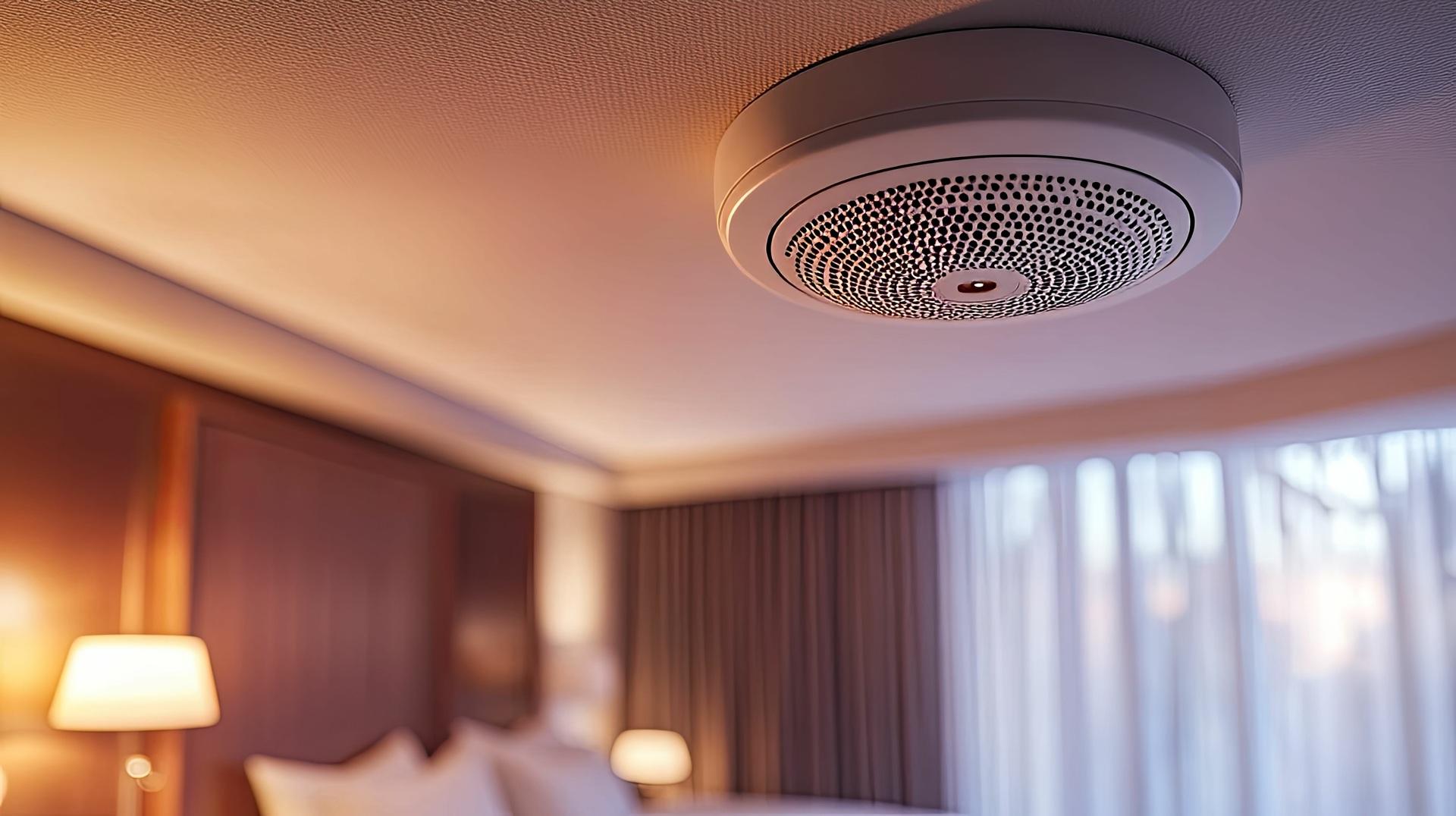 Rauchmelder im Hotelzimmer an der Decke | Elf Bar Vape

